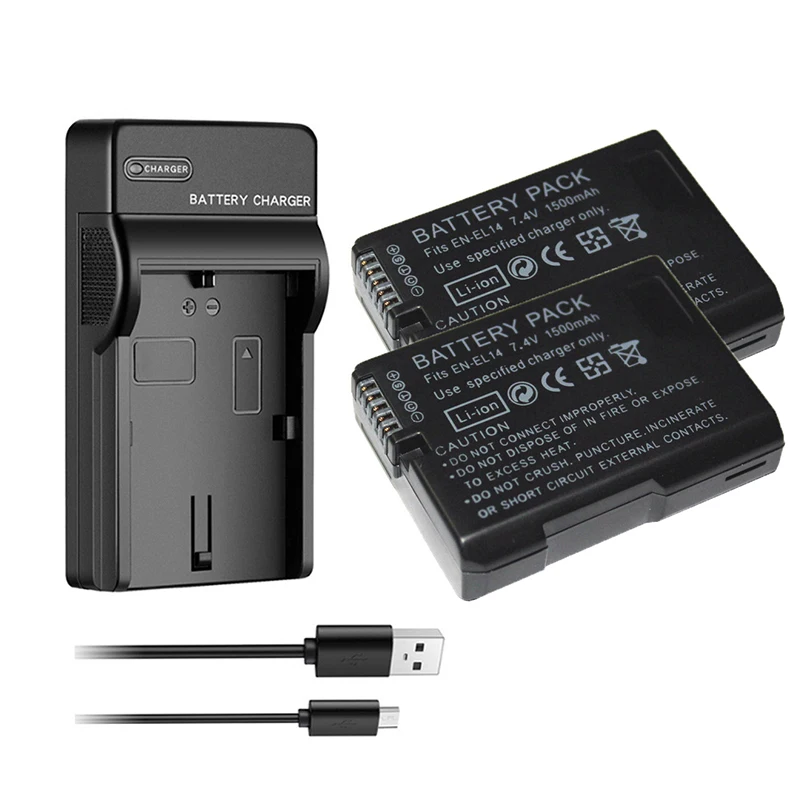 1500mAh EN-EL14 EN-EL14a Battery+Charger For Nikon P7000 P7100 P7800 P7700 D3100 D3200 D3300 D3400 D3500 D5600 D5100 D5300 D5500