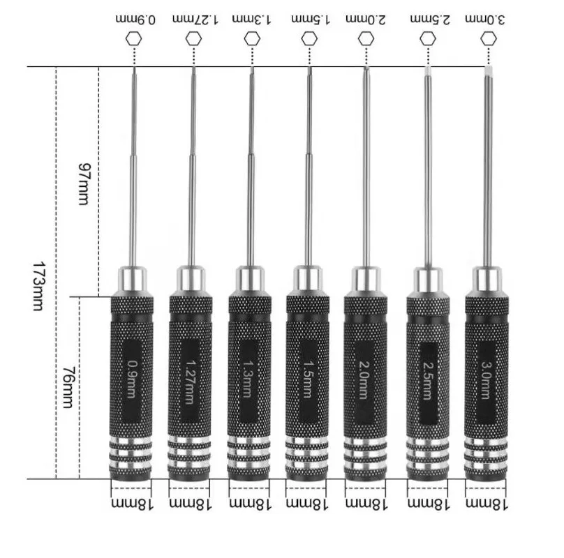 0.9/1.27/ 1.3/ 1.5/ 2.0/ 2.5/ 3.0Mm Wit Staal Hex Schroevendraaier Tool Kit voor Rc Helicopter Vliegtuig Auto Drone Vliegtuigen Model Rep