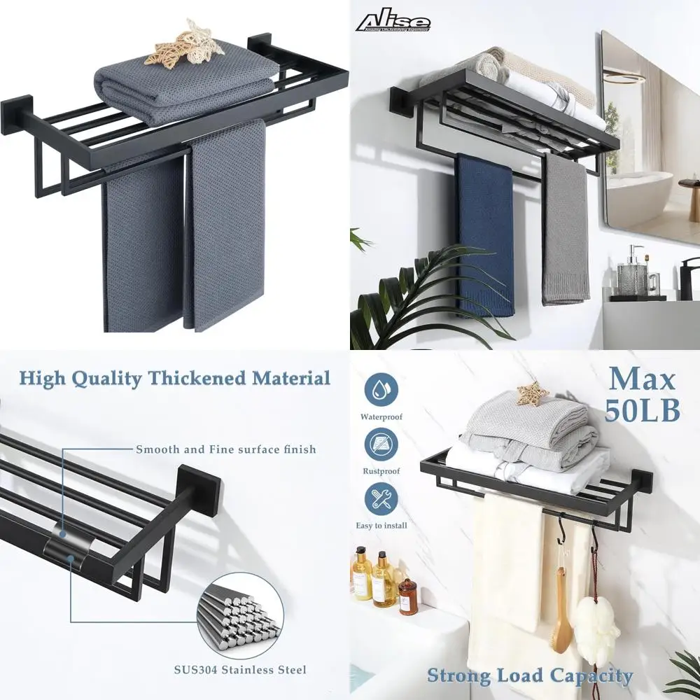 

24-дюймовая настенная двойная вешалка для полотенец, полка для полотенец из нержавеющей стали для ванной комнаты, прочное решение для хранения полотенец