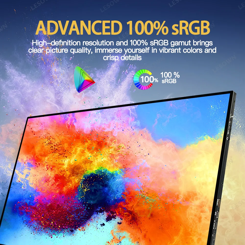 LESOWN 16 Inch 4K Touchscreen Portable Monitor 100% sRGB Driver-free External Display for Laptop
