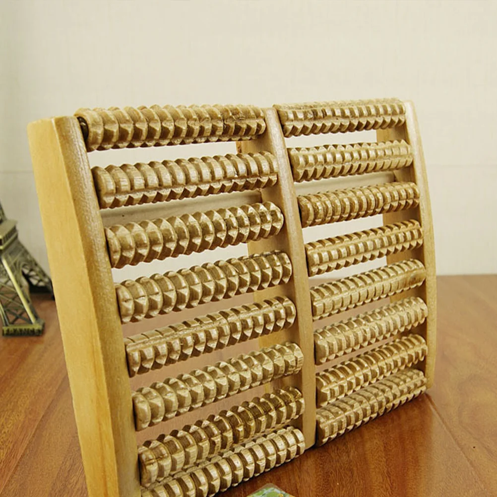 

8-Row Foot Roller Massager Wooden Wheel Relieves Muscle Tension Refreshes Promotes Blood Flow Wooden Foot Massager