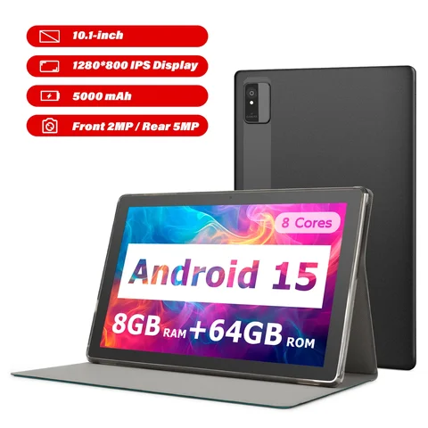 Paitanry 2025 10.1 İnç Wifi A523 Tablet Android 15 8GB(4+4 Genişletilebilir) RAM+64GB ROM IPS Ekran 5000mAh Çift Kameralı Sekiz Çekirdekli Tablet