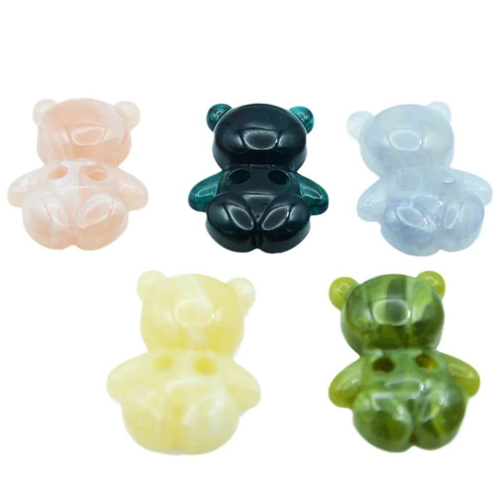 5 Pieces  28 * 36mm Double Hole Acrylic Bear Beads  DIY Charm Making Bracelets, Hair Accessories, Necklace Accessories Materials