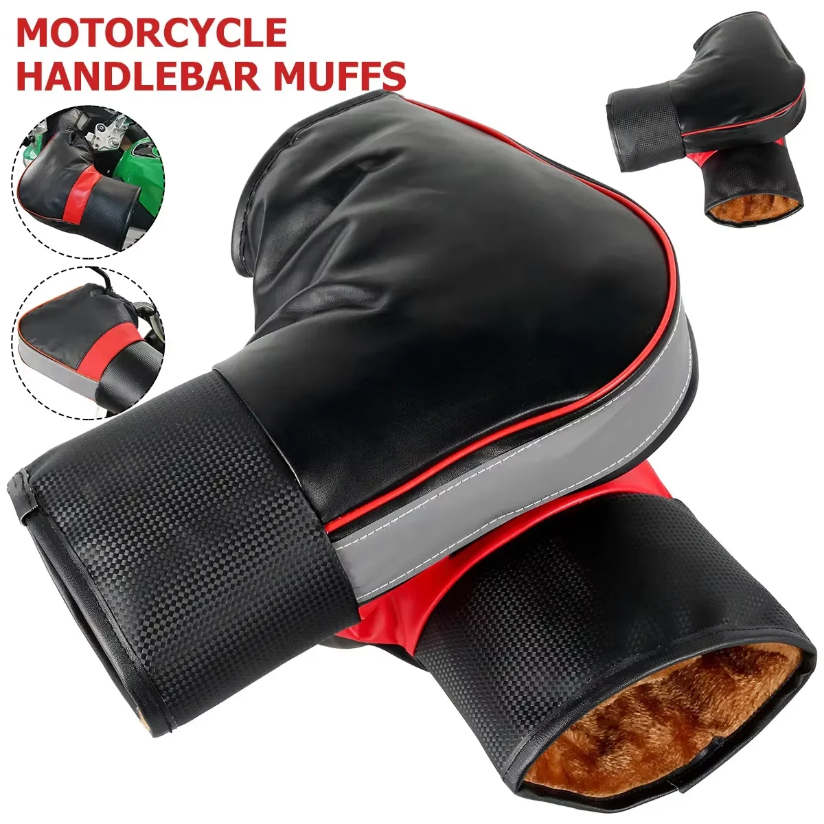 1Pair Winter Warmer Motorcycle Gloves Handlebar Muffs Protective Motorcycle Scooter Thick Warm Grip Handle Bar Muff Rainproof