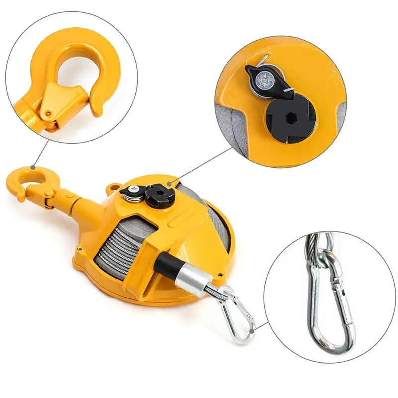 A69ESpring Balancer With 5 Ft Wire Rope & Safety Hook Self-Locking Elastic Balancer