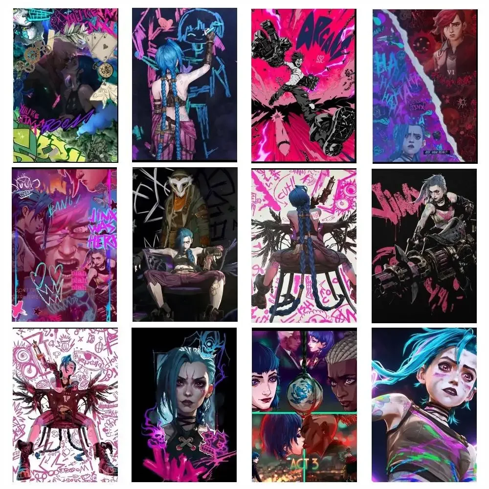 غامض 2 Vi Jinx Ekko ملصق كرافت نادي بار ورقة خمر الملصقات جدار الفن اللوحة غرفة نوم دراسة ملصقات