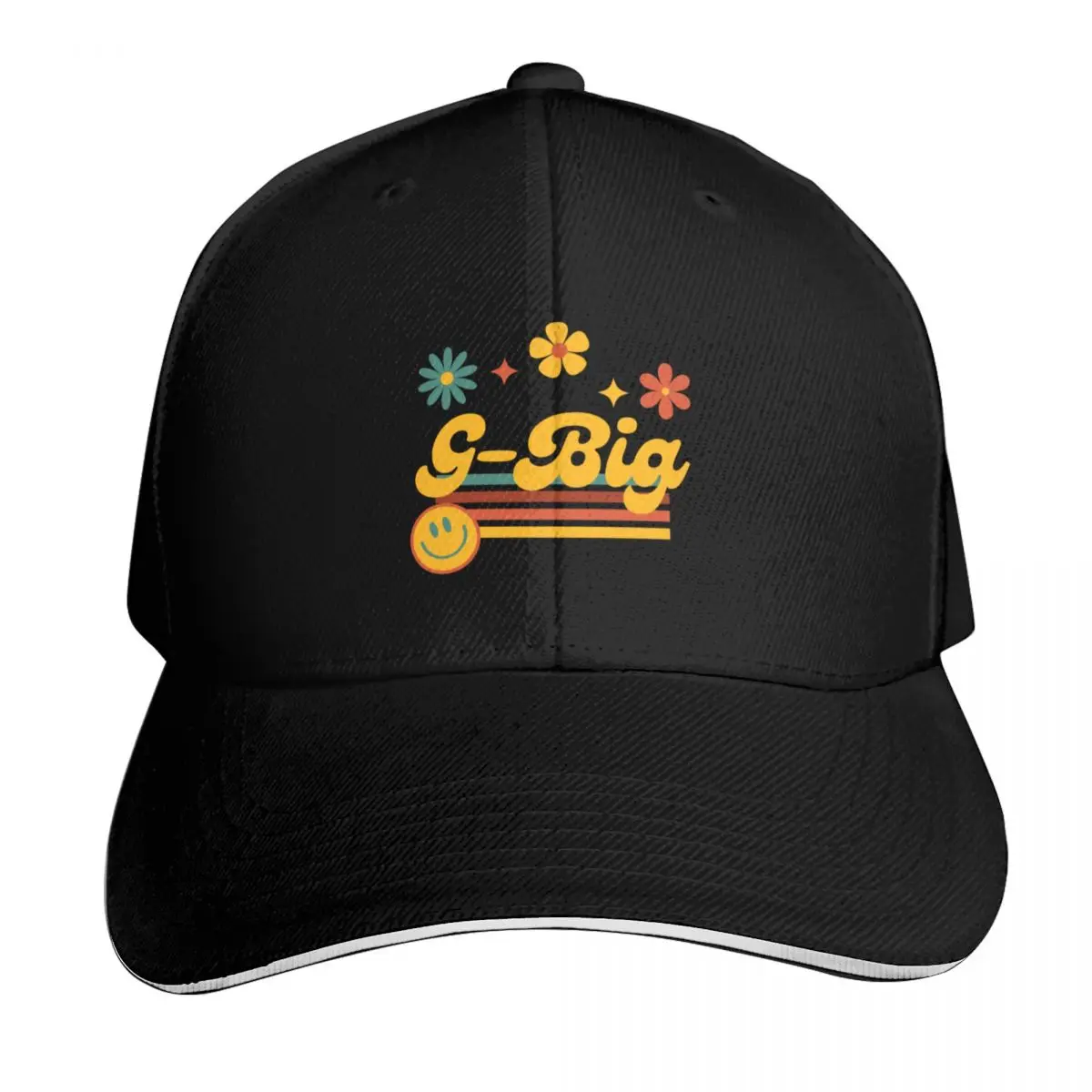 Groovy Retro Big Little Reveal Sorority T Shirt (Grand Big) Baseball Cap Men Women Casual Summer Sport Sun Cap