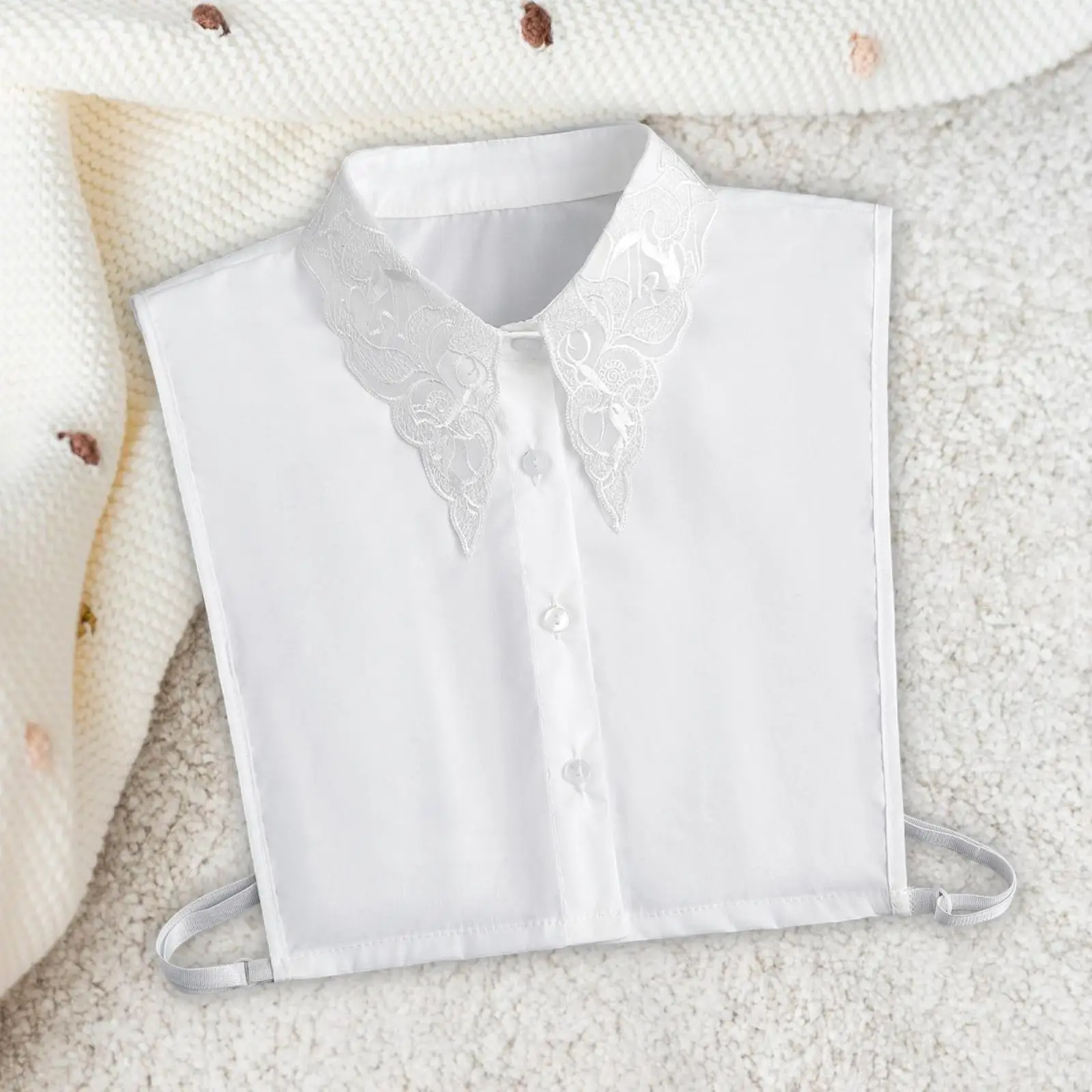 

Women False Collar Adjustable Half Shirt Blouse Embroidery Vest Fake Collar