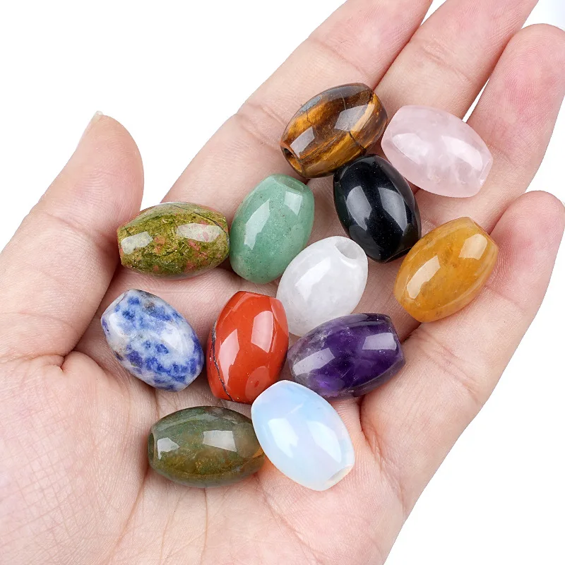 13x18mm Large Hole Rice Beads Natural Stone Loose Beads Charm Women/Men Jewelry DIY Necklace Keychain Bag Accessory - view 2