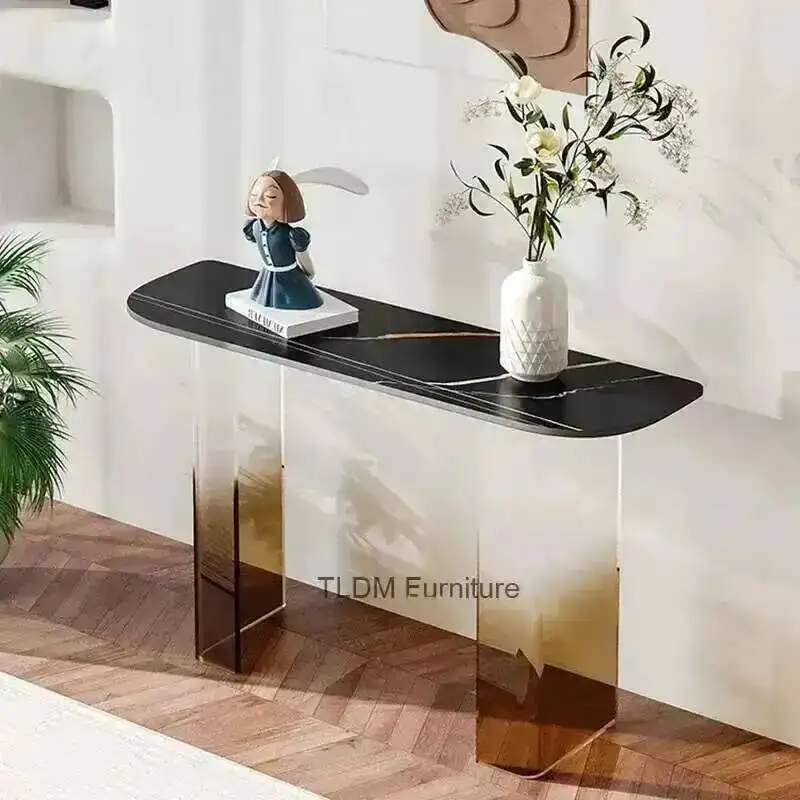 

Entrance Gradient Acrylic Console Table Bar Wall Table Simple Sintered Stone Coffee Tables Decoration Semi-round End View Table