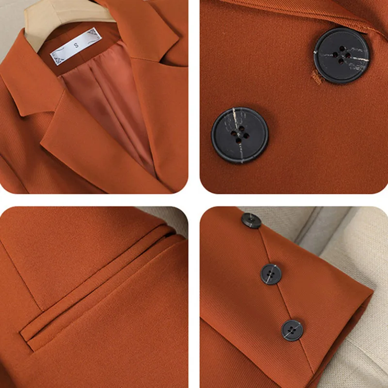 2025 Nieuwe Lente Herfst Wit Zwart Blazer Vrouwen Lange Mouw Double Breasted Office Dames Jas Zakelijke Werkkleding Formele Jas