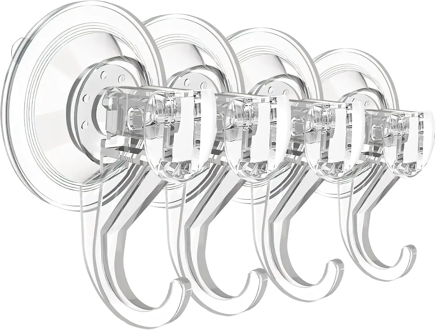 

Clear Suction Cup Hooks for Shower, Heavy Duty Holds 10 lbs, 4 Pack for Towel Loofah Wreath