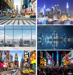 New York Times Square Photography Backdrops Street Buildings Cars Modern City Night Scenery Photography Backgrounds Photophone