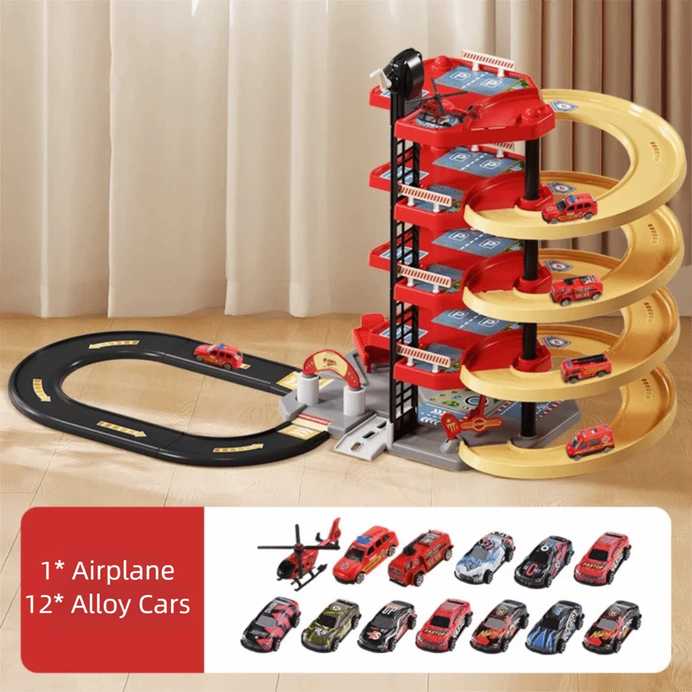 

Multi-layer Track Car Parking Kits Simulation Design Car Sliding Inertia Racing Track Manual Drive Building Model