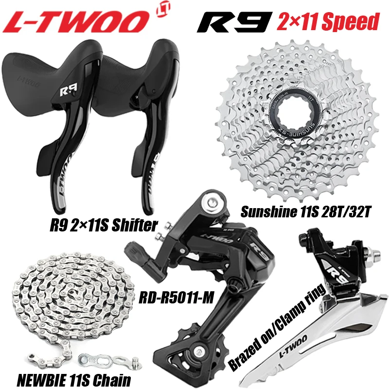 LTWOO R7 2X10 Speed Shifter Rear Derailleur Groupset SUNSHINE 25T 28T 32T Cassette 10S Chain Road Bike Parts Compatible Shimano