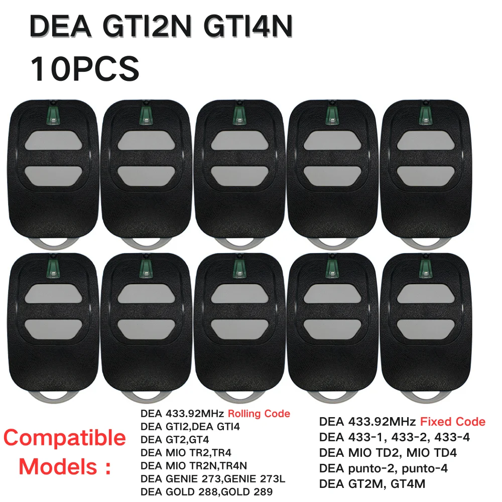 

1-10pcs New DEA GTI2N GTI4N Remote Control For DEA GT2 GT4 GTI2 GTI4 GTI2M GTI4M MIO TR2 TR4 433.92MHz Garage Door Openner