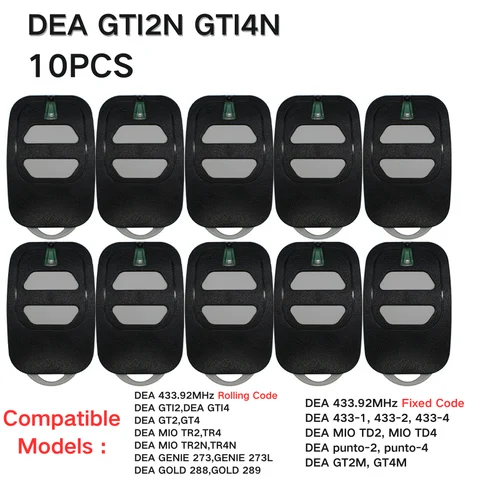 1-10개 새 DEA GTI2N GTI4N 리모컨 (DEA GT2 GT4 GTI2 GTI4 GTI2M GTI4M MIO TR2 TR4 433.92MHz 차고 문 개폐기용)