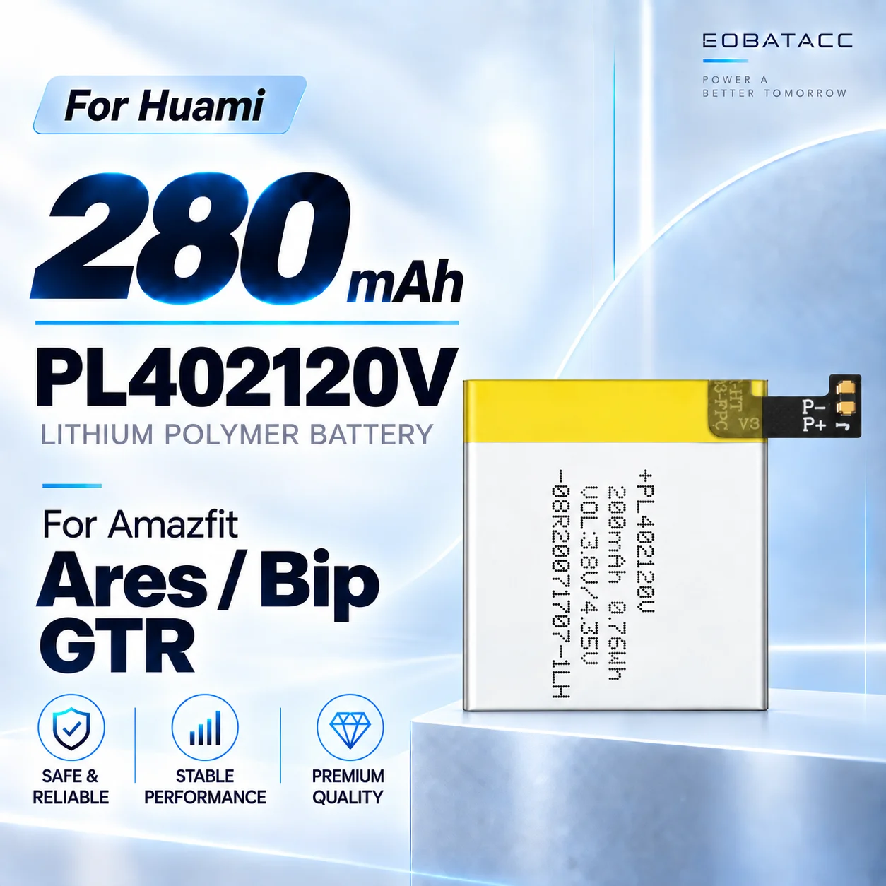 New PL402120V 280mAh Replacement Battery For Huami Amazfit Ares Bip GTR Smartwatch Long-lasting +Free Tools