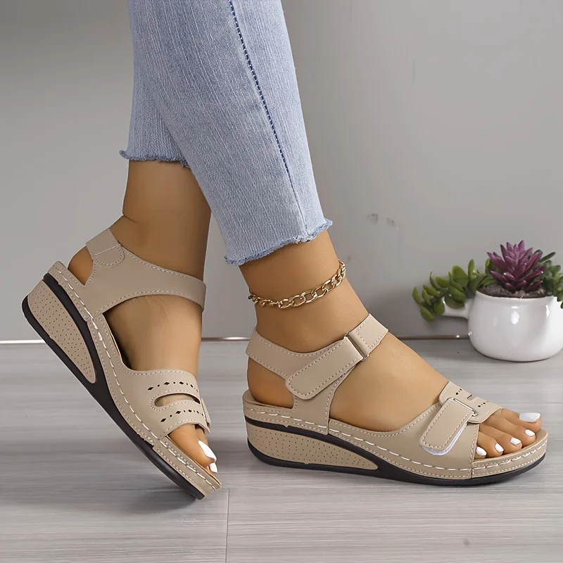 Women Sandals Wedges Heels Sandals Summer Shoes Women Soft Bottom Elegant Woman Heeled Shoes Low Platform Sandals Heel Female