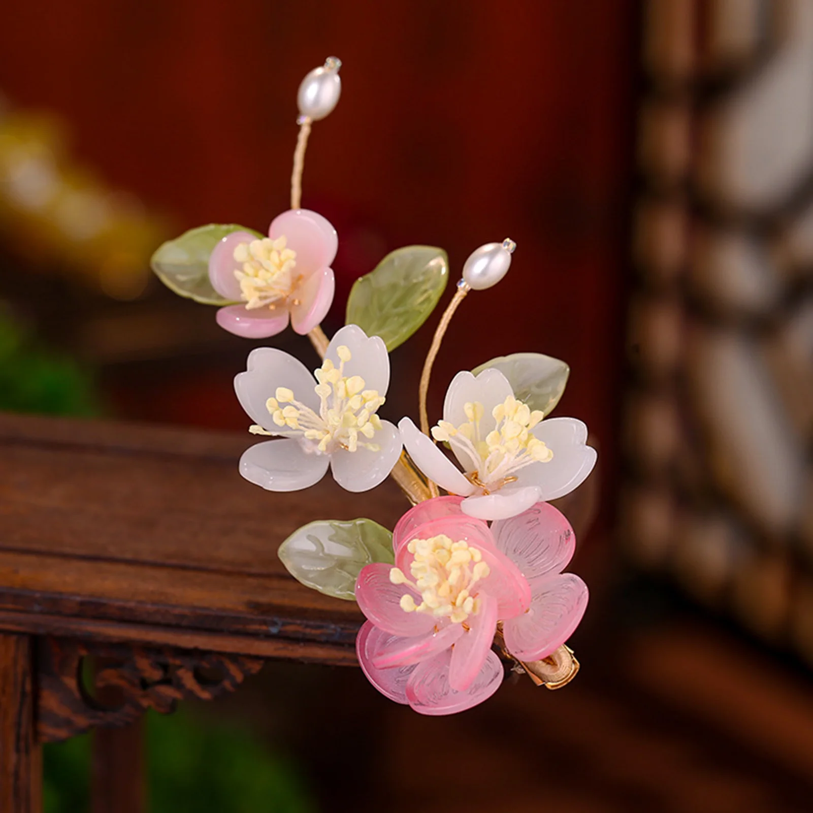 Chinese Flower Hairpins Classic Hair Clip Vintage Hanfu Party Headwear Fairy Wedding Hair Accessories Retro Bride Hair Jewelry