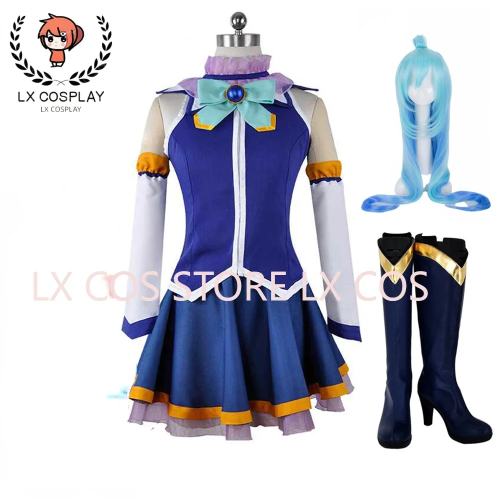 

Aqua Konosuba Cosplay Anime this Wonderful World Aqua Cosplay Costumes Wig Shoes Dress For Women