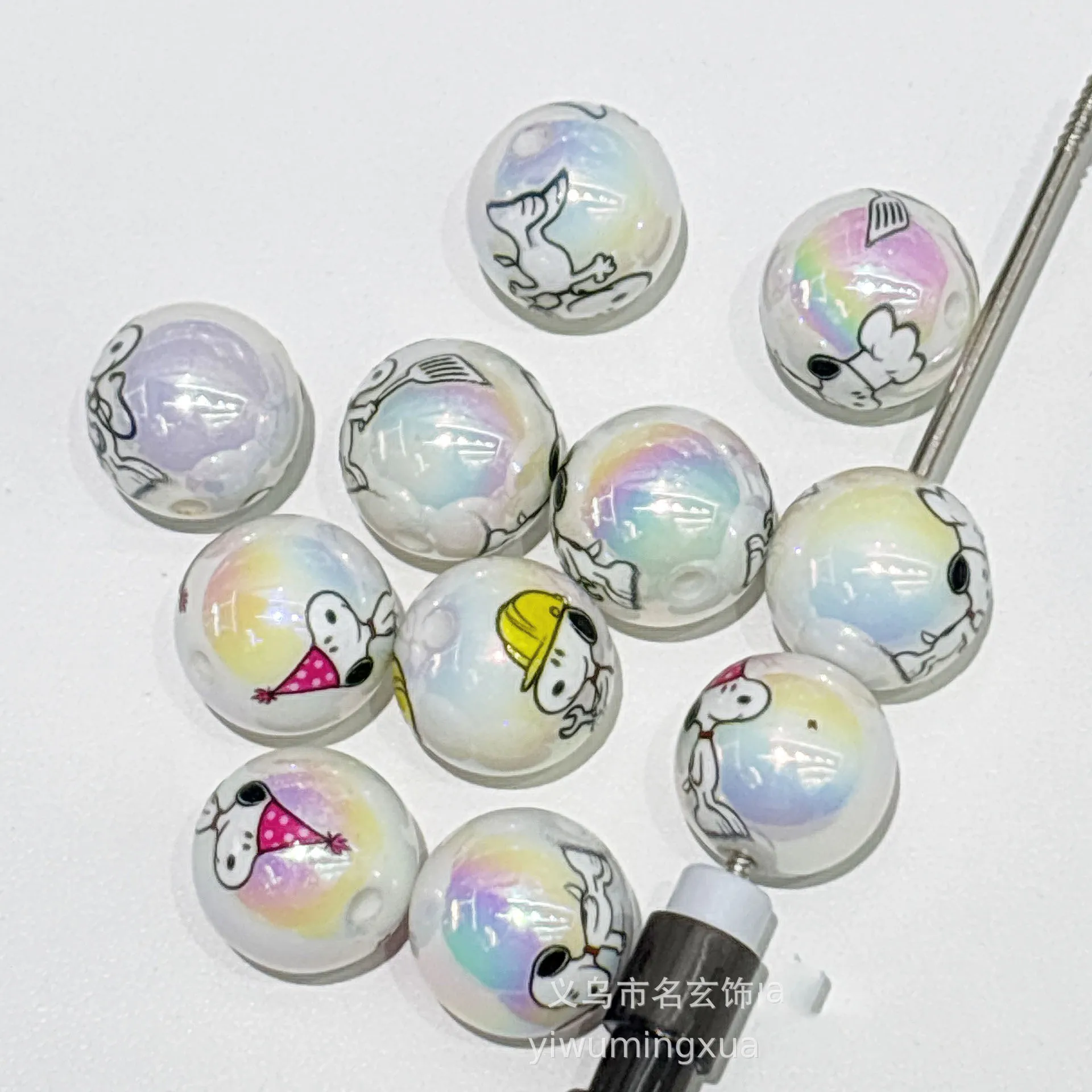 20/50pcs for Snoopy through-hole beaded DIY 16mm mobile phone chain keychain beaded pen accessory material