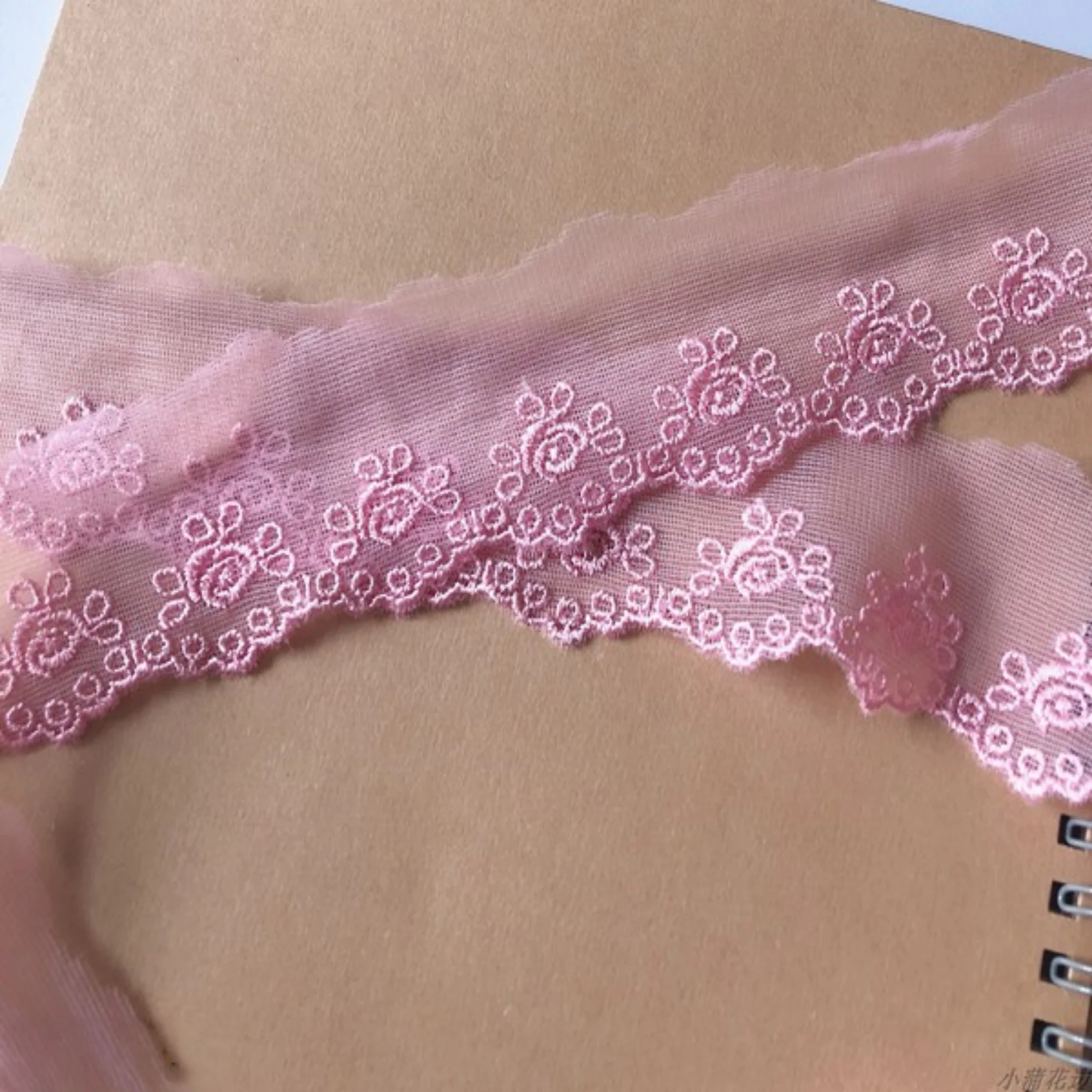 Larghezza 4 cm finiture in pizzo rosa, pizzo ricamato con fiori, finiture in pizzo floreale per velo da sposa, pizzo smerlato, pizzo per abito fai da te