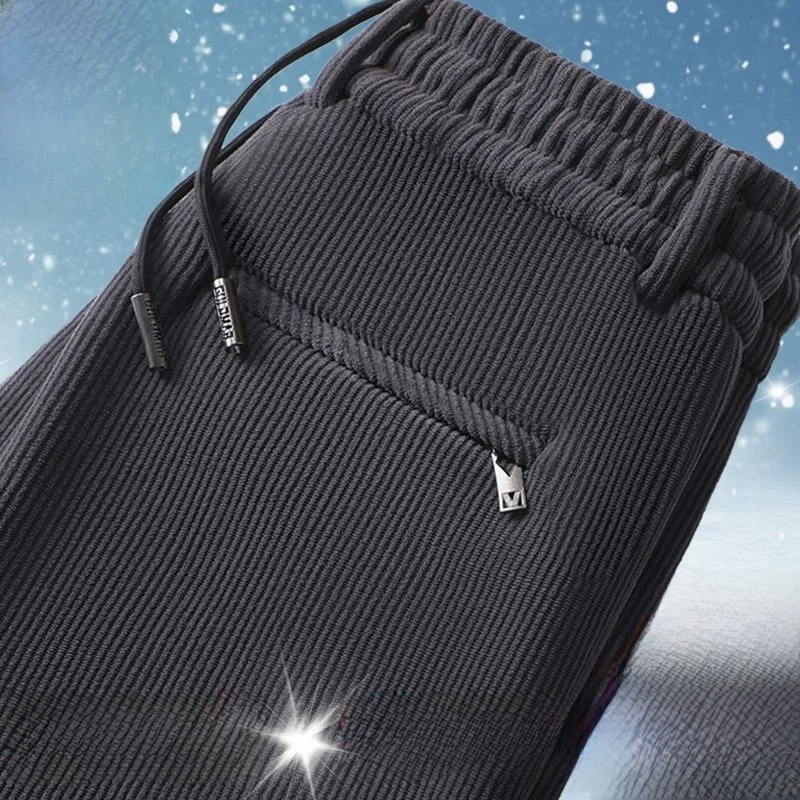 

Men's Casual Spor Fce Lined Thiened Large Size Loose Dad Velvet Pants Faion Urban Sle Winter Long Trousers