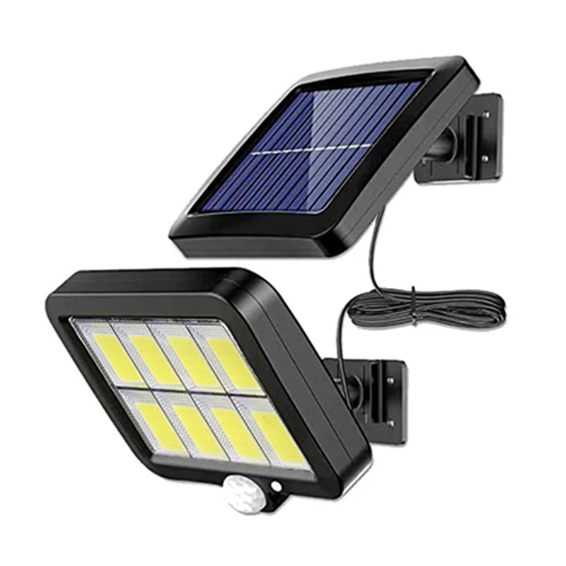 Luces de pared solares impermeables IP65, 2000 lúmenes, 160 LED, con cable Sensor de movimiento, luz de inundación de seguridad ajustable de 360 grados, 4 Uds.