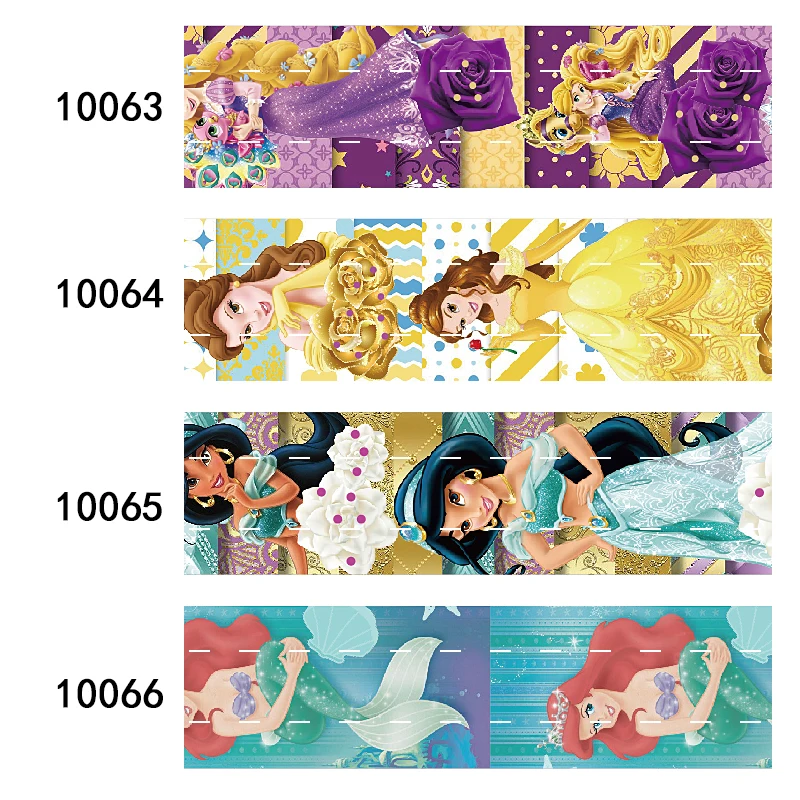 5Yards 22MM Belle Jasmine Snow White Ariel Rapunzel Printed Disney Princess Ribbon