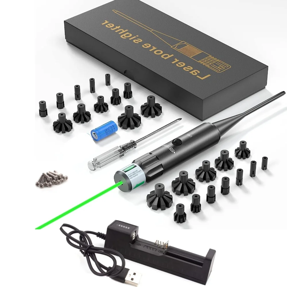 Laser Boresighter Kit .177 .22 Caliber to .78 Red Laser Collimator Glock Rifle Laser Bore Sight Battery