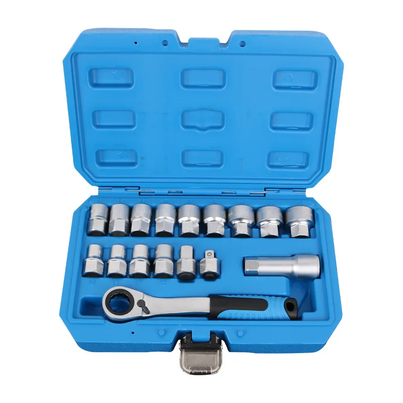 Thread Through Ratchet Socket Bidirectional Wrench Screwdriver Head Combination Tool Twelve Corner Penetrating Socket