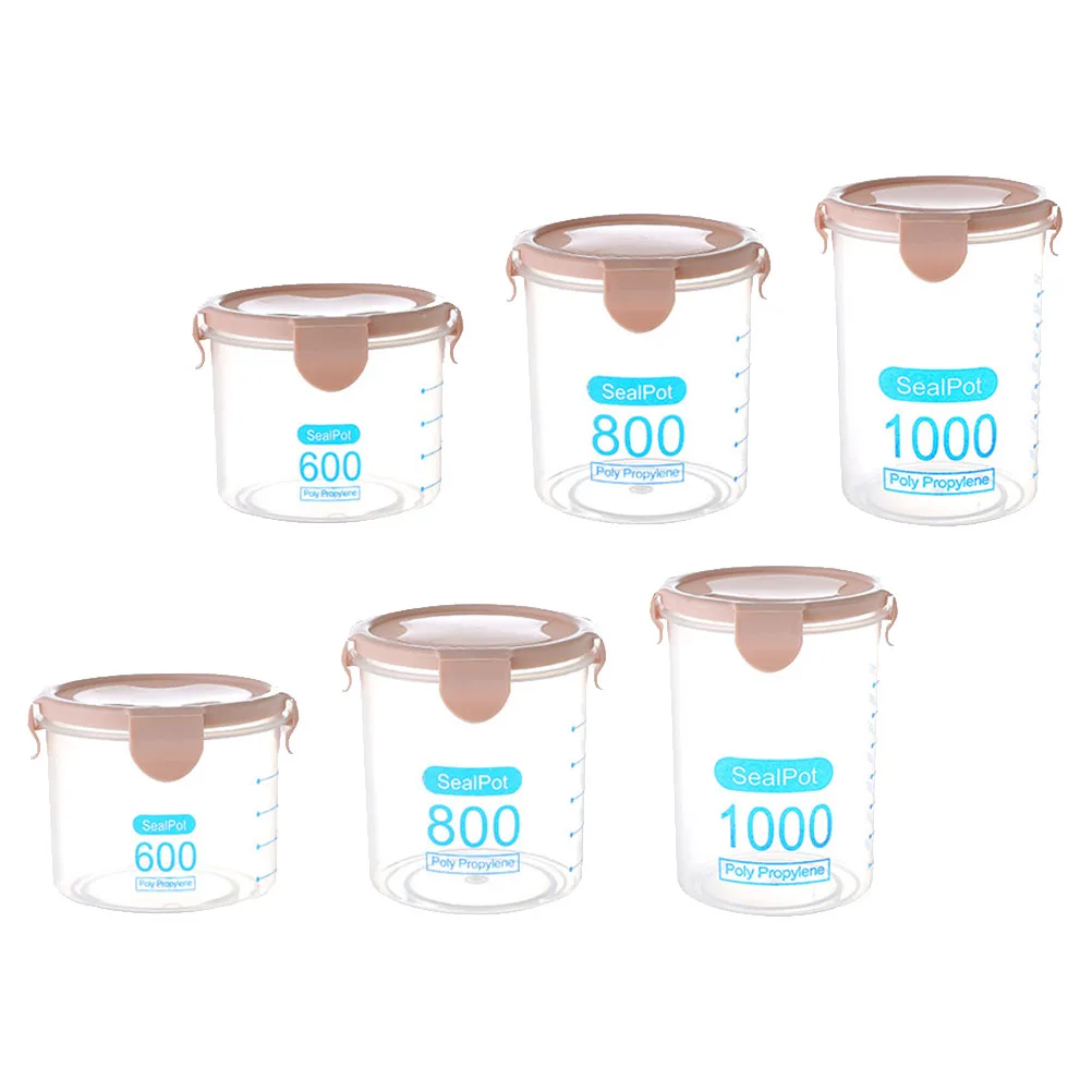 

6 Pcs Fresh Airtight Jar Food Storage Container Sealed Coffee Bean Can Pink Pp Material Moisture-proof