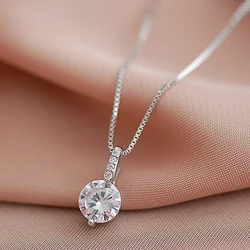 Shiny Water Drop Shaped Necklace For Women Zircon Water Drop Pendant Clavicle Chain Necklace Valentines Day Gift Wedding Jewelry