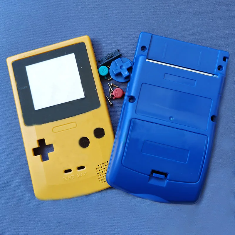 مجموعة واحدة لوحدة التحكم في الألعاب Gameboy Color GBC الكلاسيكية غطاء غلاف بلاستيكي مع زر مسامير