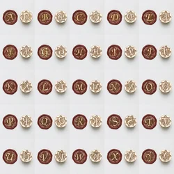 1pc 26 Letter A-Z Medieval Traditional Initial Alphabet Wax Seal Stamp, 25mm Brass Head for Thanksgiving Card/Envelope/Gift Wrap