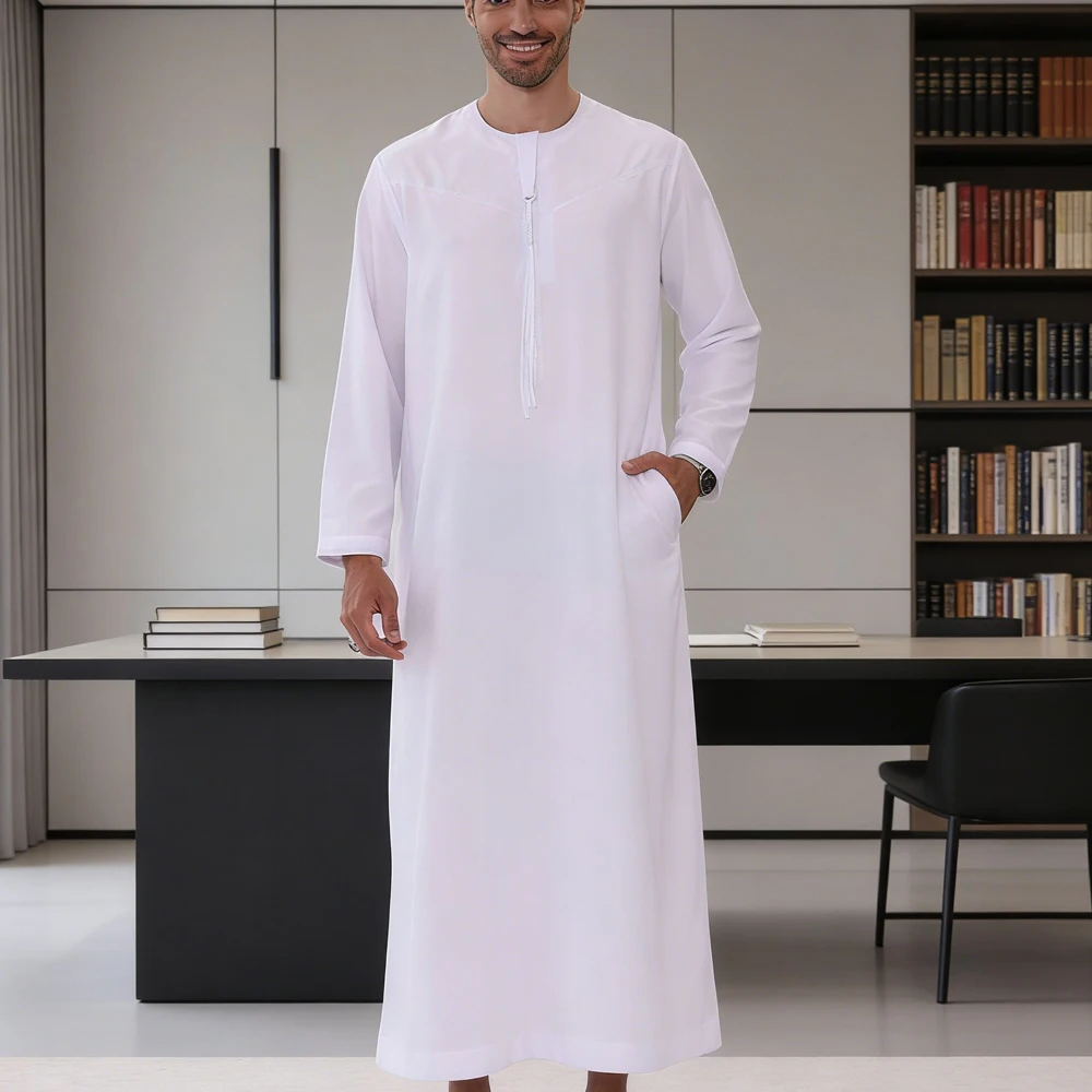 

Мужская мусульманская джубба-тоба: Ближний Восток, Саудовская Аравия, Дубай. Халат с круглым вырезом и длинными рукавами, абайя, кафтан, даджа, дишдаша. Исламская одежда.