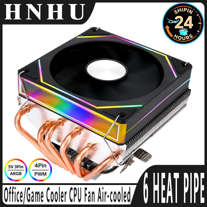 

HNHU 6 Heat Pipe Horizontal Cooler CPU Processor Air-cooled 120mm PC Argb Fan Compatible LGA1700 1200 115x 2011 x79 x99 2066 AMD