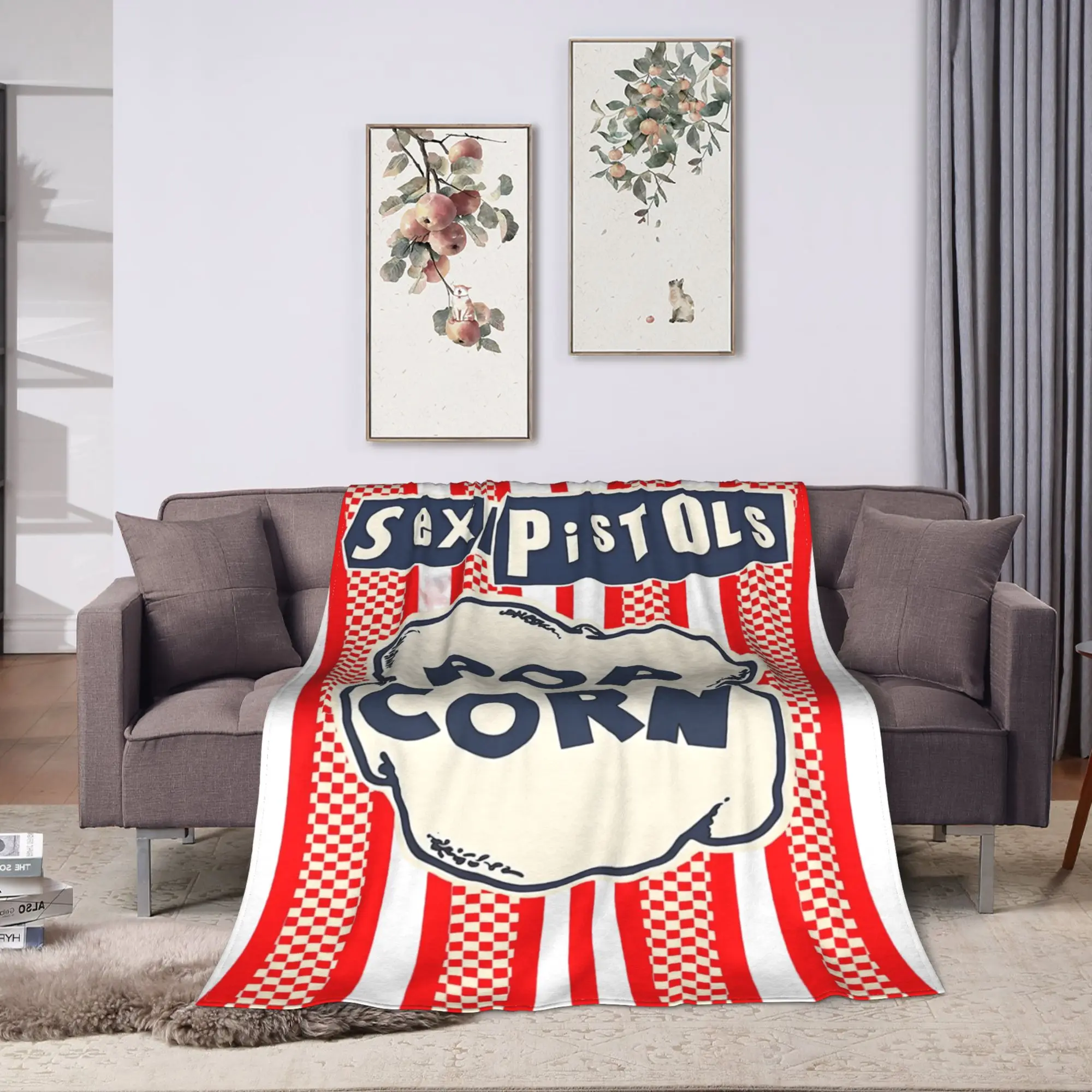 Soft Warm Blanket Decorative Sex Pistols Popcorn Bedding Throws  Flannel Bedspread For Couch Chair Novelty Sofa Bed Cover
