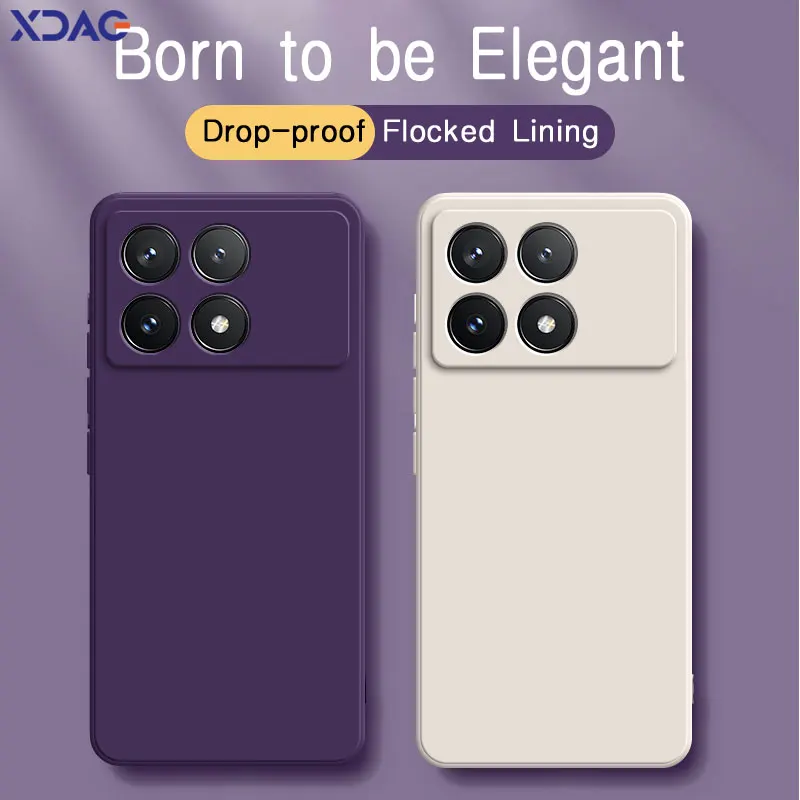 

Original Square Liquid Silicone Phone Case for Xiaomi POCO X6 Pro POCOX6 X6Pro 5G Global Soft Lens Shockproof Back Cover Housing