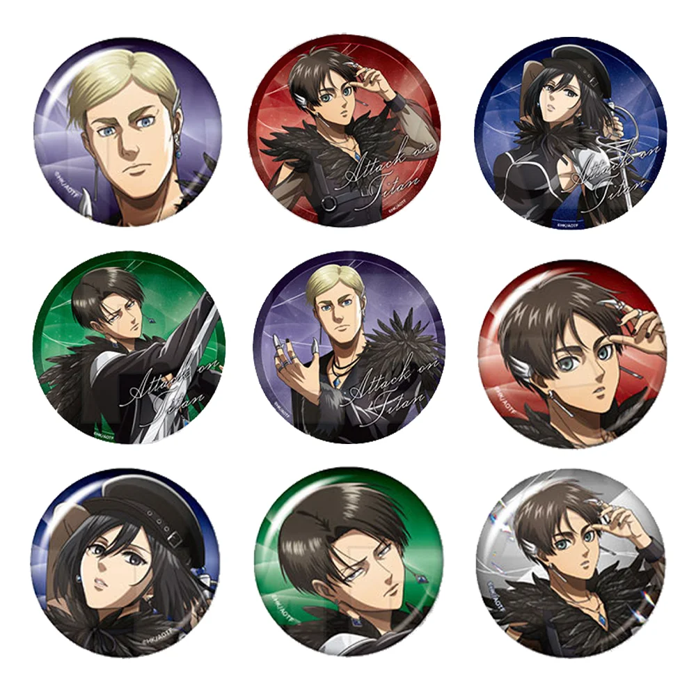 Anime Attack on Titan Levi Ackerman Erwin Smith Badge 58MM Acrylic Stand Keychain Backpack Decoration Charm Decoration Fans Gift