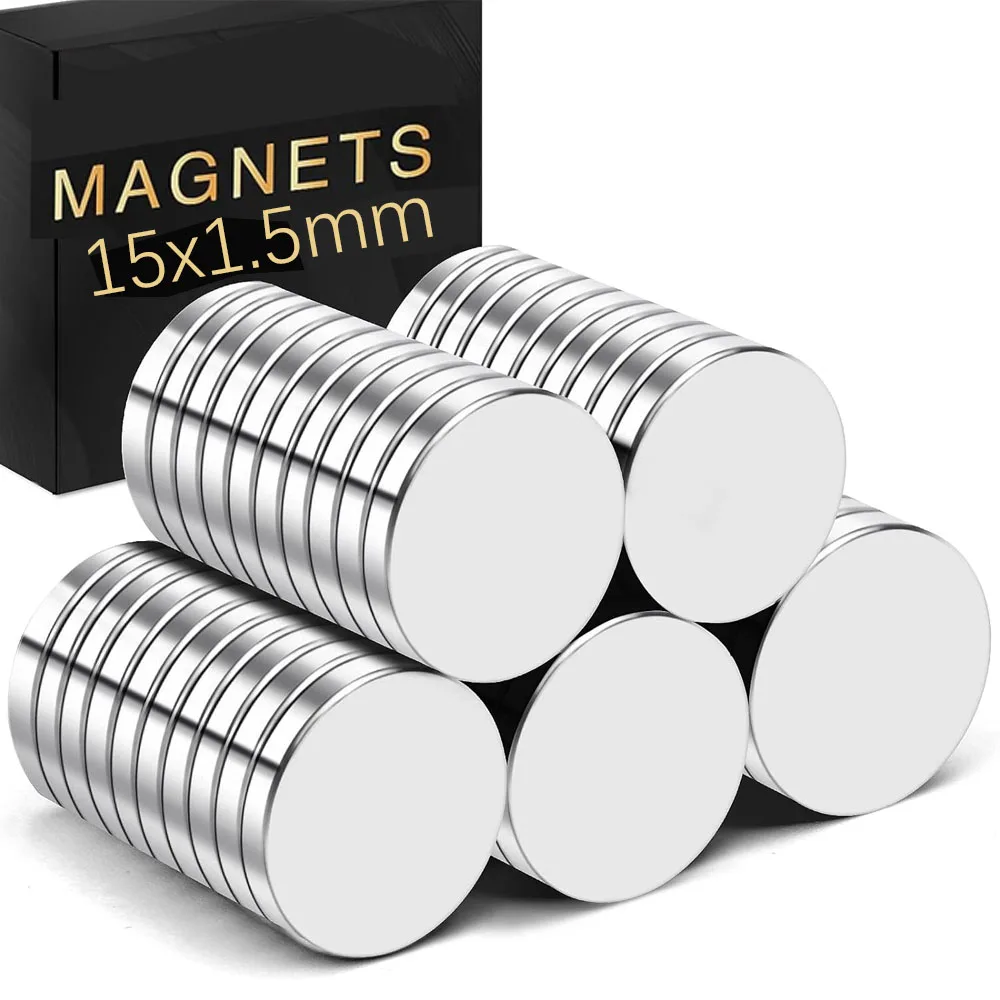 Small Magnet, D15x1.5mm Magnet, Suitable for Kitchen Cabinets and Tool Rooms, Silver Color, Tiny Round Disc Magnet