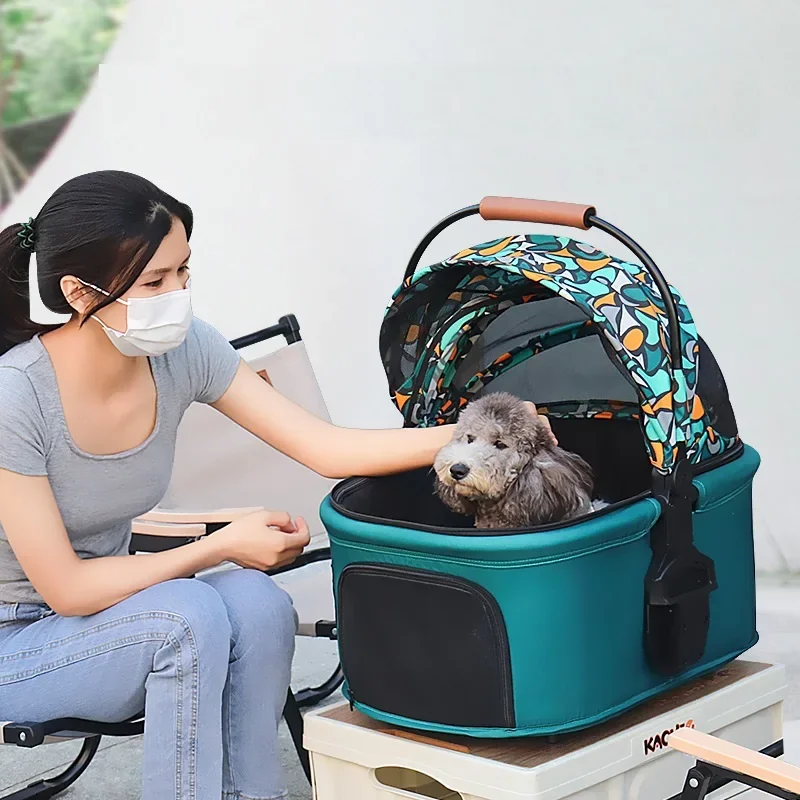 Pet Stroller for Cats/Dogs, Easy Fold, Storage Basket for Medium Small Pets Puppy Stroller with Cup Holder,  Detachable Carrier