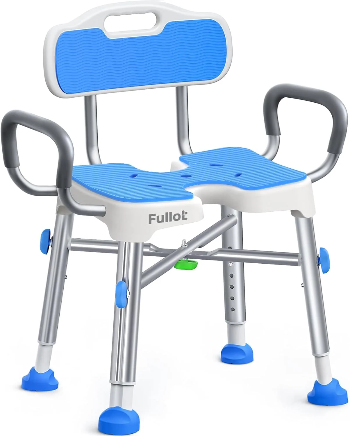 

Регулируемое усиленное кресло для душа для пожилых и людей с ограниченными возможностями, грузоподъемность 500 фунтов, противоскользящая конструкция с мягкими спинкой и подлокотниками