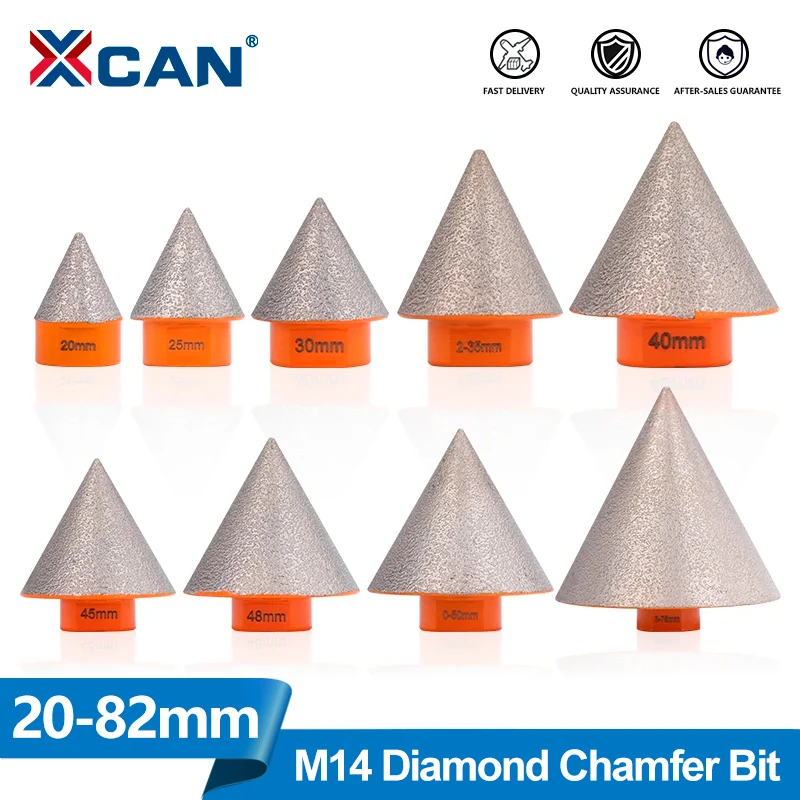 XCAN M14 Diamond Chamfer Bit 20-82mm Milling Tile Cutter Marble Concrete Hole Saw Masonry Drilling Crowns Construction Tools