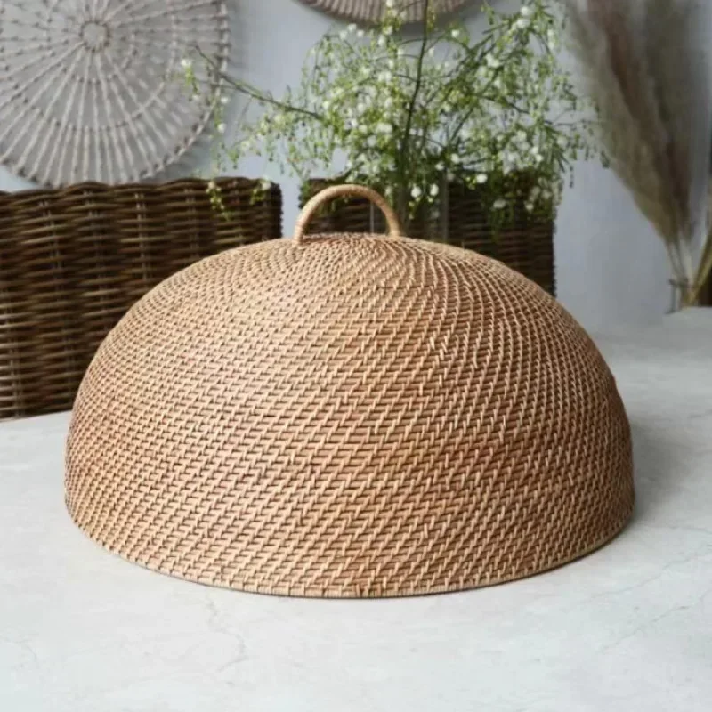 Handmade Rattan Woven Food Cover - High-Grade Dust-Proof Eco-Friendly Kitchen Accessory Natural Food Dome Artisan Meal Protector