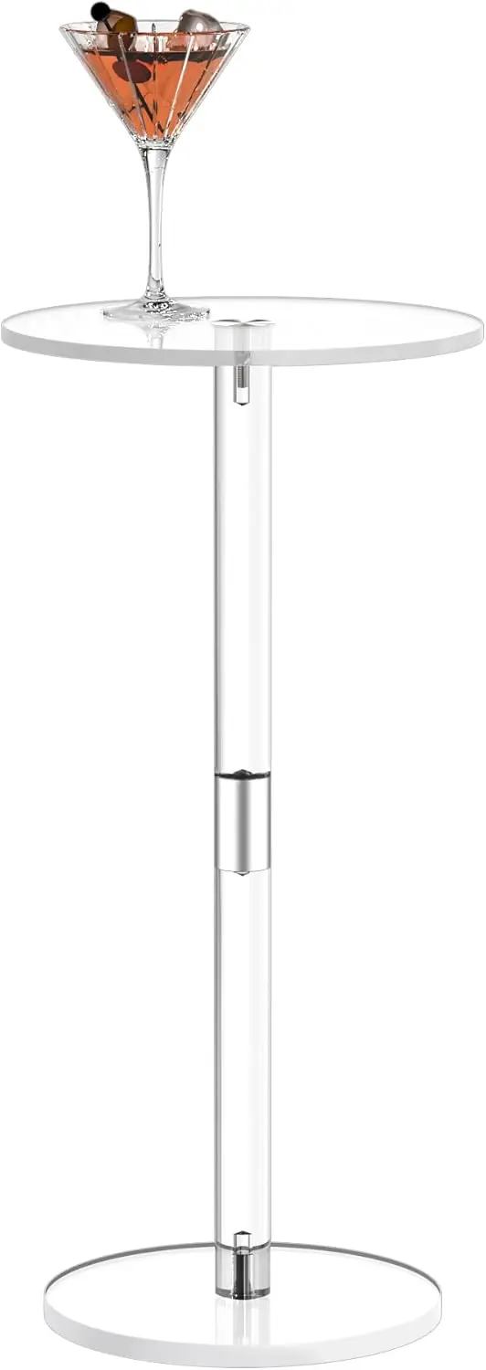 

Acrylic Drink Table for Small Spaces, 10" L x 10" W x 21.3" H, Drink Side/End Table for Living Room, Round, Easy Assembl