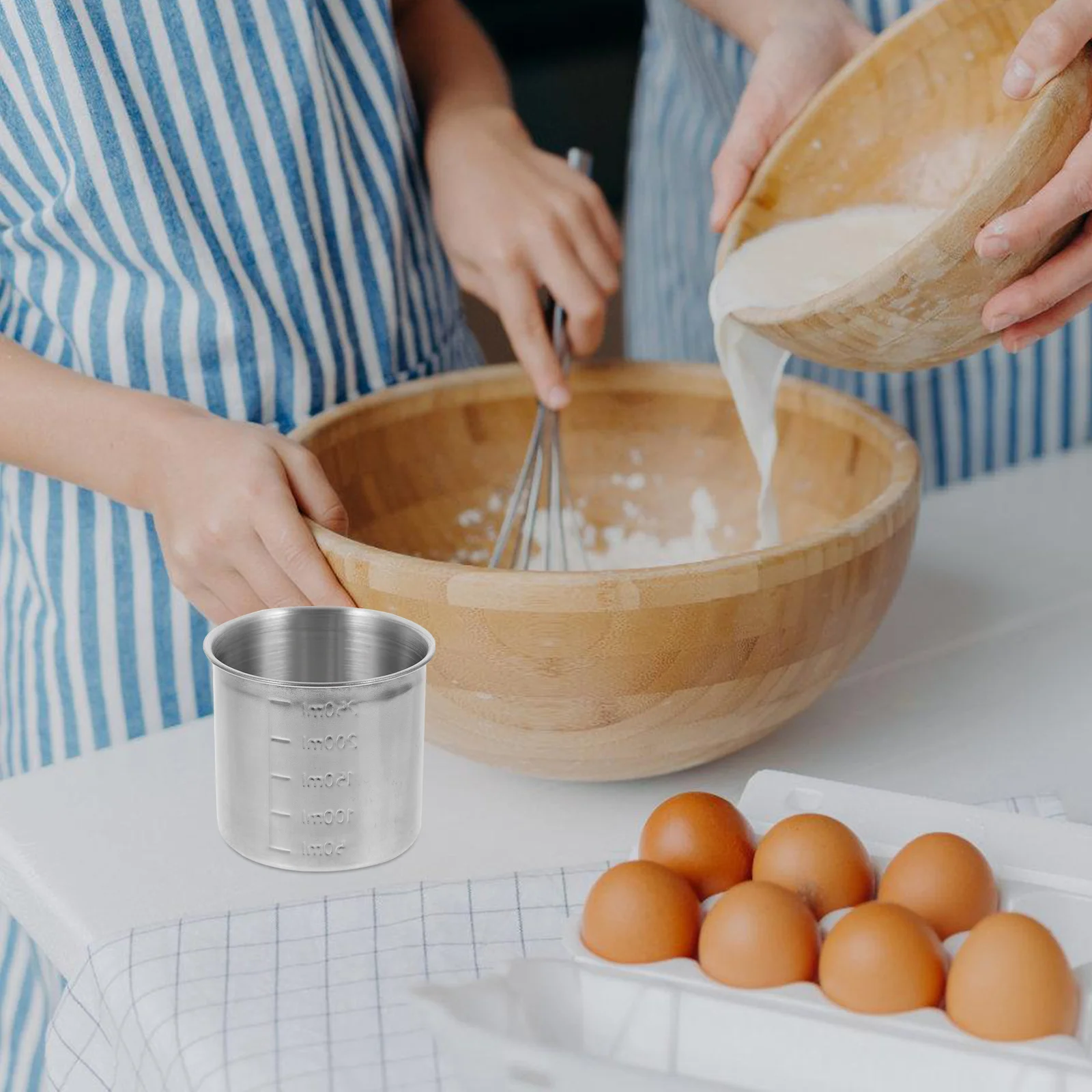 Commercial Use Container Stainless Steel Measuring Cup Black Tray Easy-to-handle Cream Silver