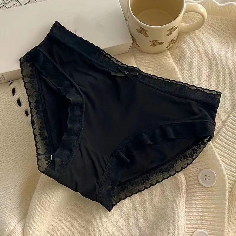 

Mid Waist Underwear Ice Silk Panties Brand New Condition Casual Style Comfortable Fit Four Seasons Wear Regular Length