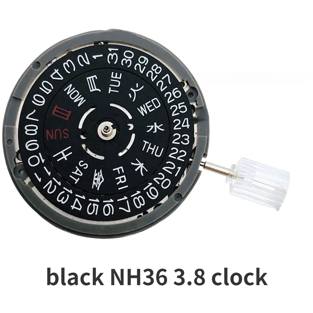 Automatisch mechanisch uurwerk NH35 NH36 uurwerk Dag-/datumweergave voor 3/3.8/4 uur kroon Horlogeaccessoires Hacking Second